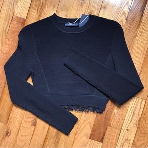 Zara black long sleeve crop top